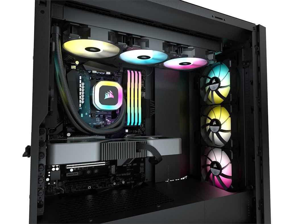 Corsair H150 RGB Liquid CPU Cooler,3x120mm SP RGB ELITE PWM fans, 37 Total individually addressable RGB LEDs, compatible to all modern CPU sockets - GA 1200,115X, 2066, and AM4, iCUE software sync RGB - Triveni World