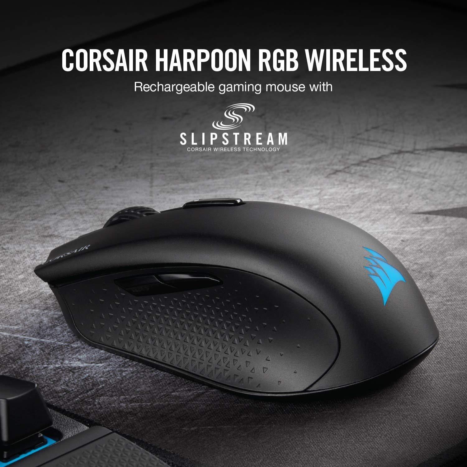 Corsair Harpoon RGB Wireless Gaming Mouse-Backlit RGB LED, 10000 DPI, Optical - Black - Triveni World