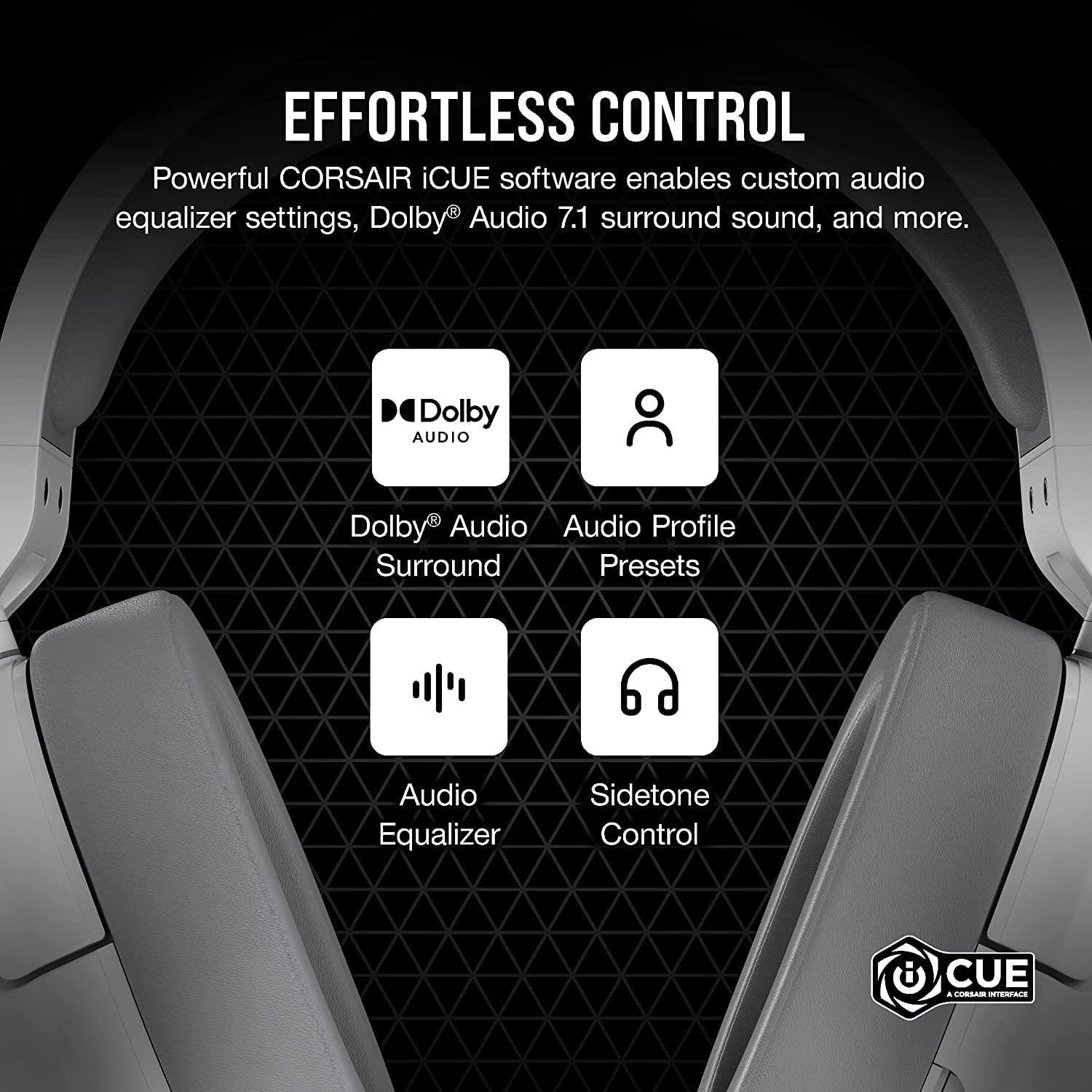 Corsair HS55 Surround Wired Gaming On Ear Headset (Leatherette Memory Foam Ear Pads, Dolby Audio 7.1 Surround Sound on PC and Mac, Lightweight, Omni-Directional Microphone, Multi-Platform) White - Triveni World