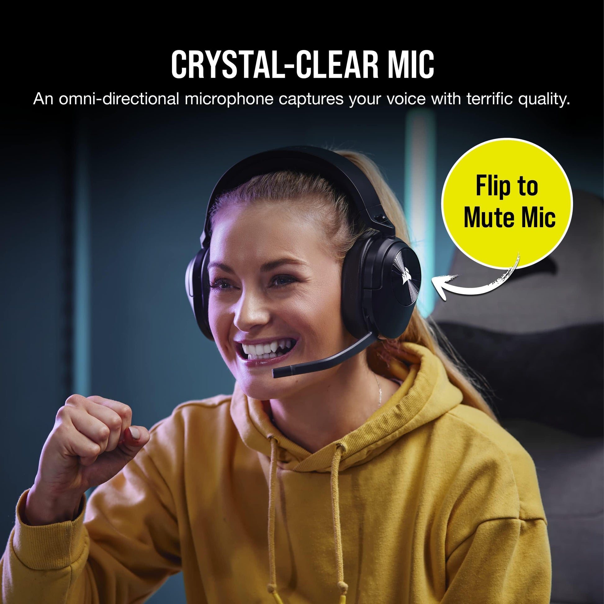 Corsair HS55 Wireless Gaming Headset, Carbon, Low-Latency 2.4Ghz Wireless or Bluetooth, Dolby Audio 7.1 Surround Sound on PC and Mac, Omni-Directional Microphone with Flip-to-Mute Function - Triveni World