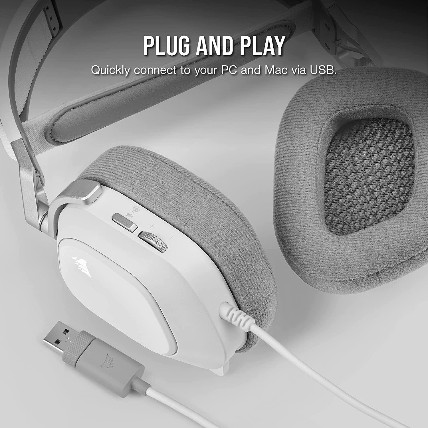 Corsair HS80 RGB USB Premium Gaming Wired On Ear Headset with Dolby Audio 7.1 Surround Sound (Broadcast-Grade Omni-Directional Microphone, Memory Foam Earpads, High-Fidelity Sound) White - Triveni World