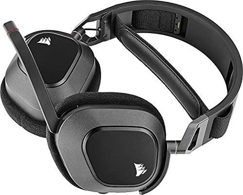 Corsair HS80 RGB Wireless Premium Gaming On Ear Headset with Dolby Atmos Audio (Low-Latency, Omni-Directional Microphone, 60ft Range, Up to 20 Hours Battery Life, PS5/PS4 Wireless Compatibility) Black - Triveni World