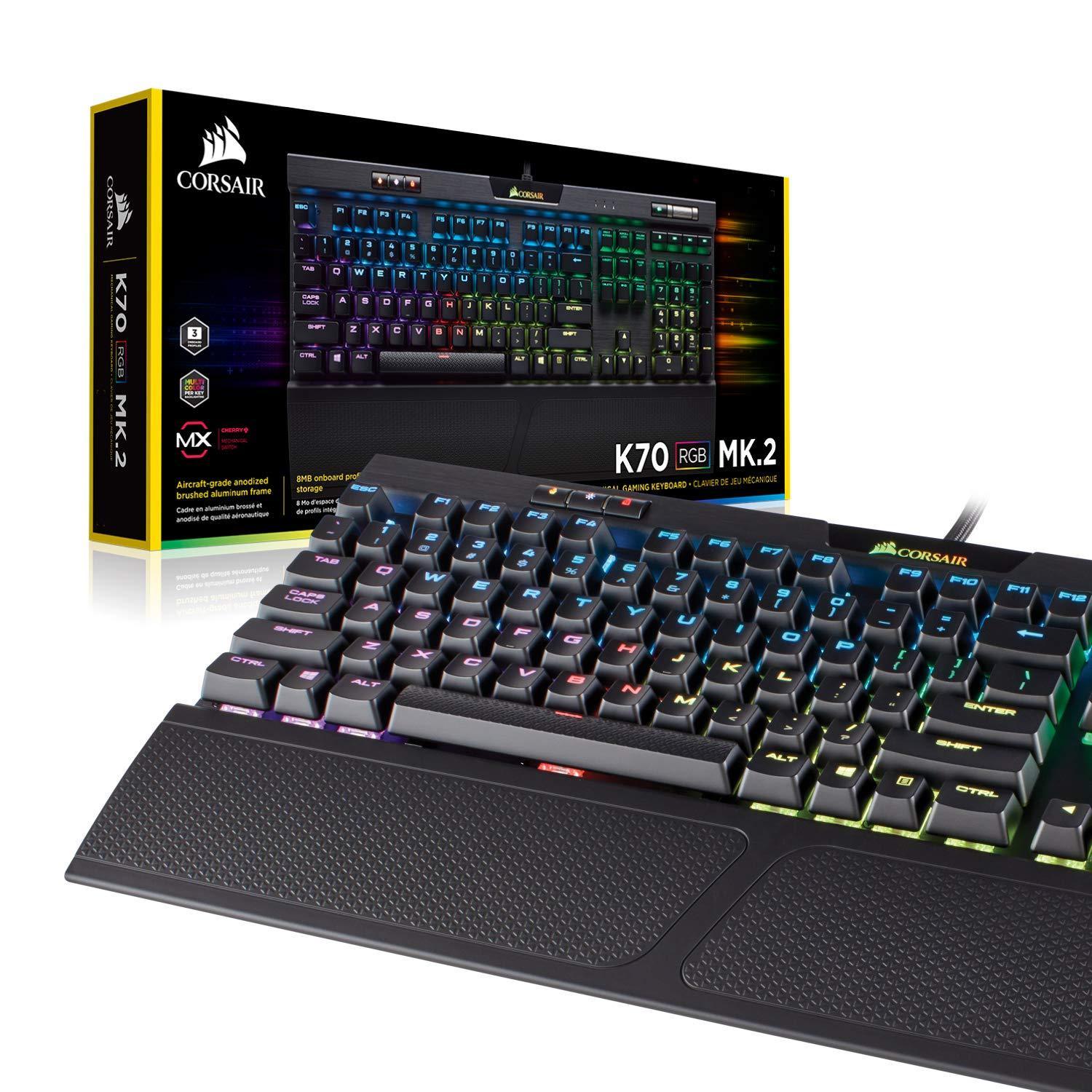 Corsair K70 MK.2 RGB LED Backlit Wired Mechanical Cherry MX Silent Gaming Keyboard (Black) - Triveni World