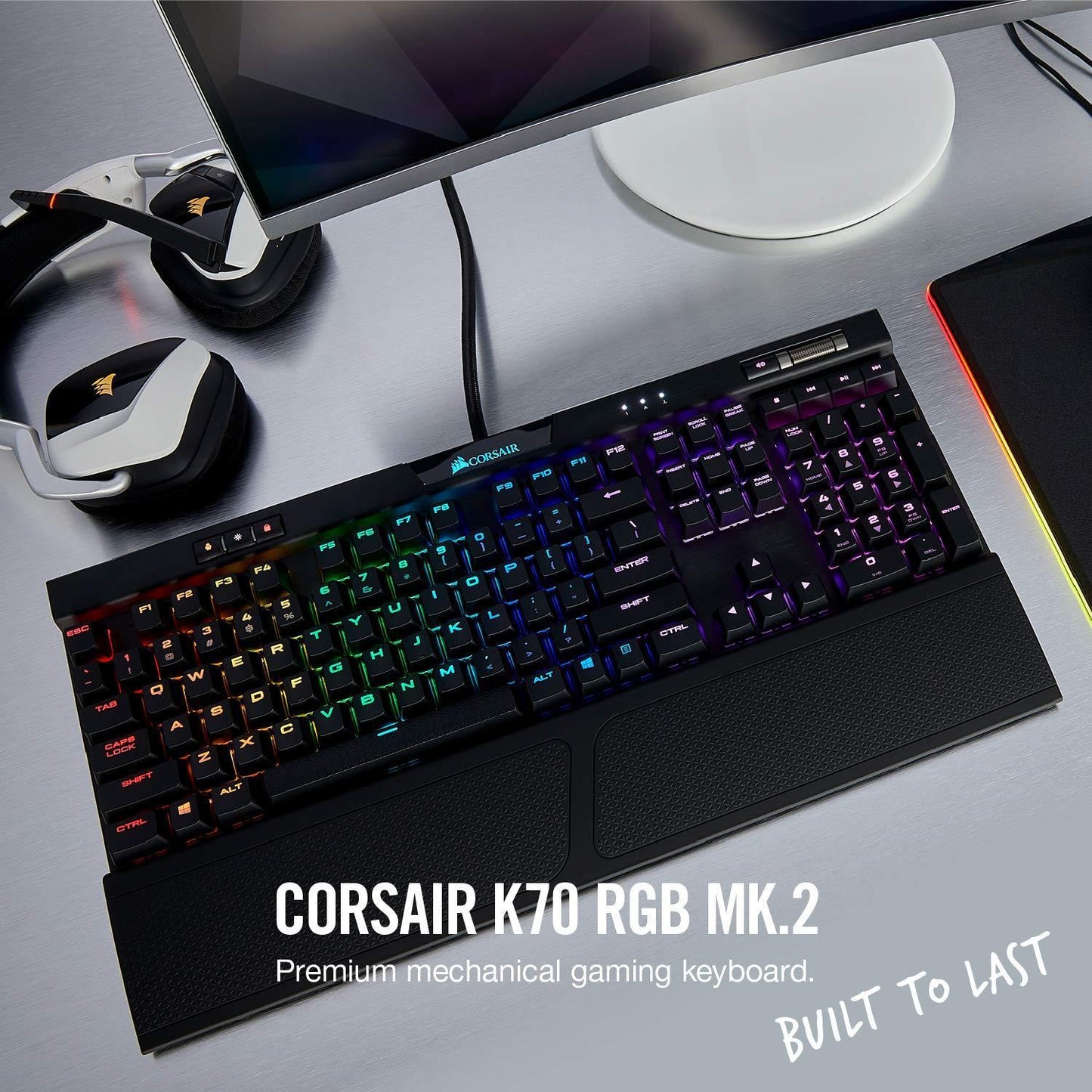 Corsair K70 MK.2 RGB LED Backlit Wired Mechanical Cherry MX Silent Gaming Keyboard (Black) - Triveni World