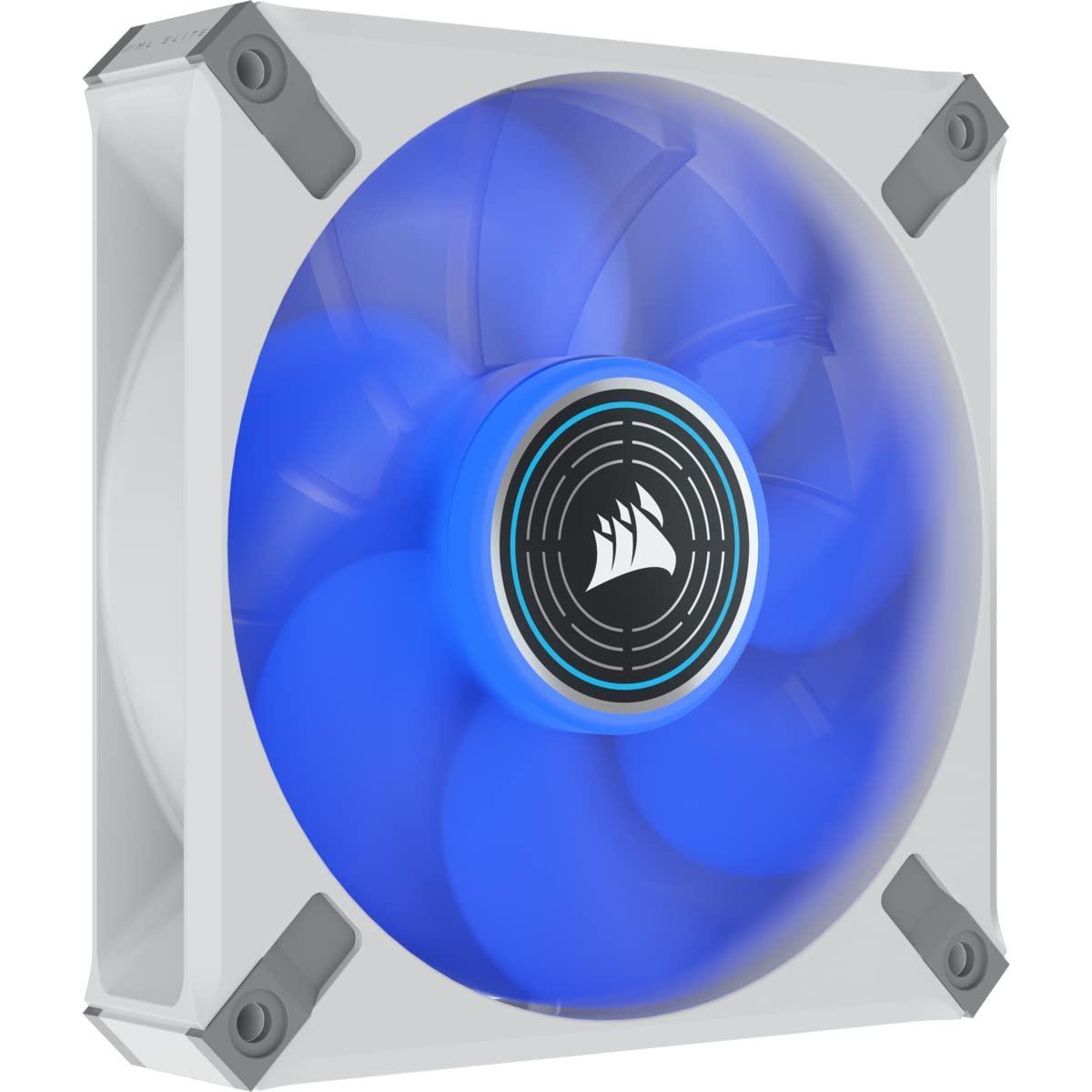 CORSAIR ML120 LED Elite, 120mm Magnetic Levitation Blue LED Fan with AirGuide, Single Pack - White Frame - Triveni World