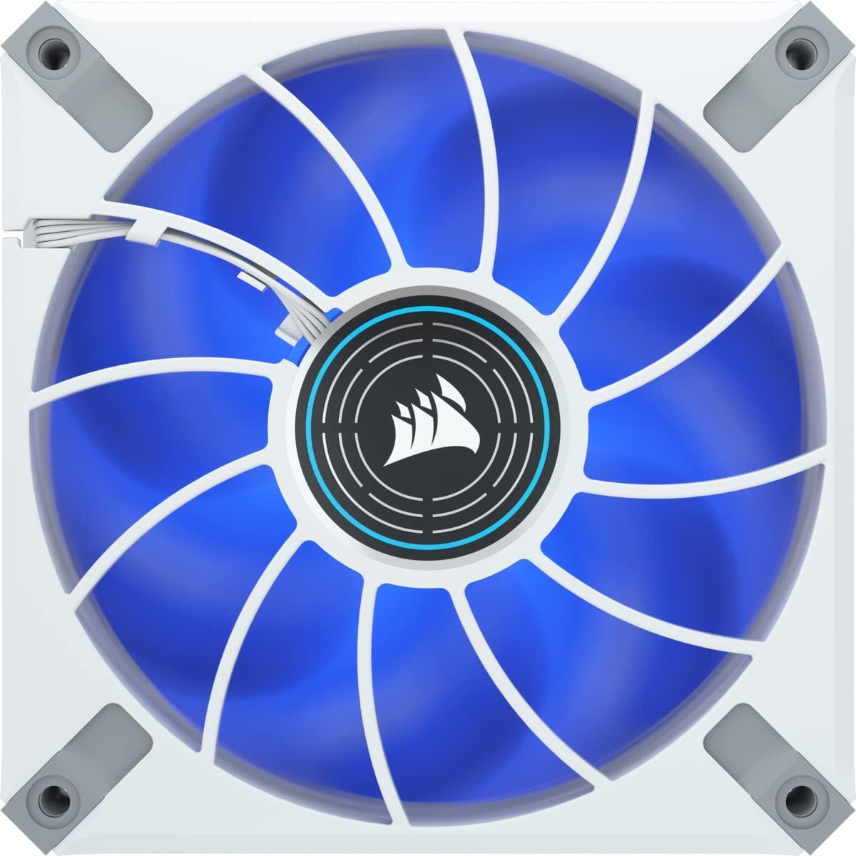 CORSAIR ML120 LED Elite, 120mm Magnetic Levitation Blue LED Fan with AirGuide, Single Pack - White Frame - Triveni World