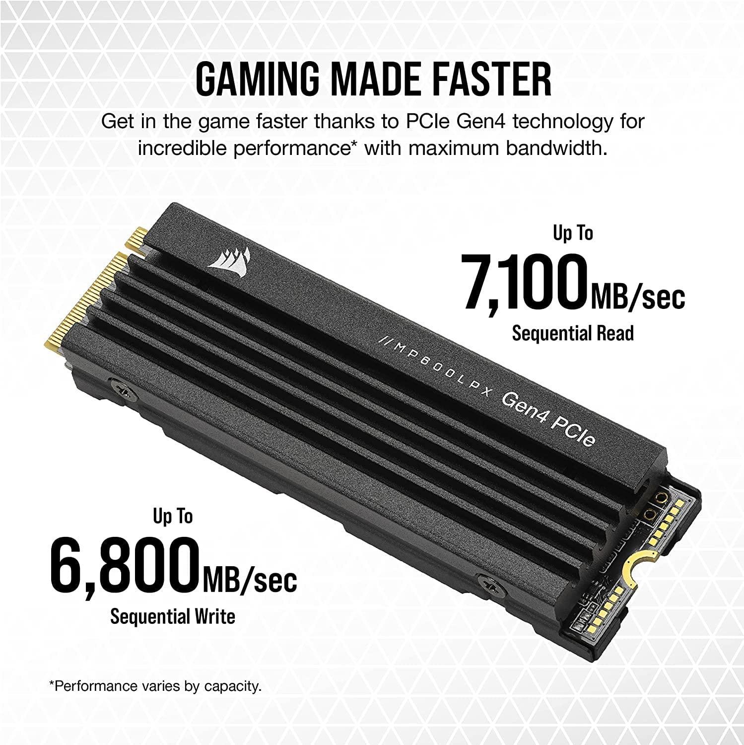 Corsair MP600 PRO LPX 4TB M.2 NVMe PCIe x4 Gen4 SSD - Optimized for PS5 (Up to 7100MB/sec & 6800MB/sec Sequential Read/Write Speeds, High-Speed Interface, Compact Form Factor) CSSD-F4000GBMP600PLP - Triveni World