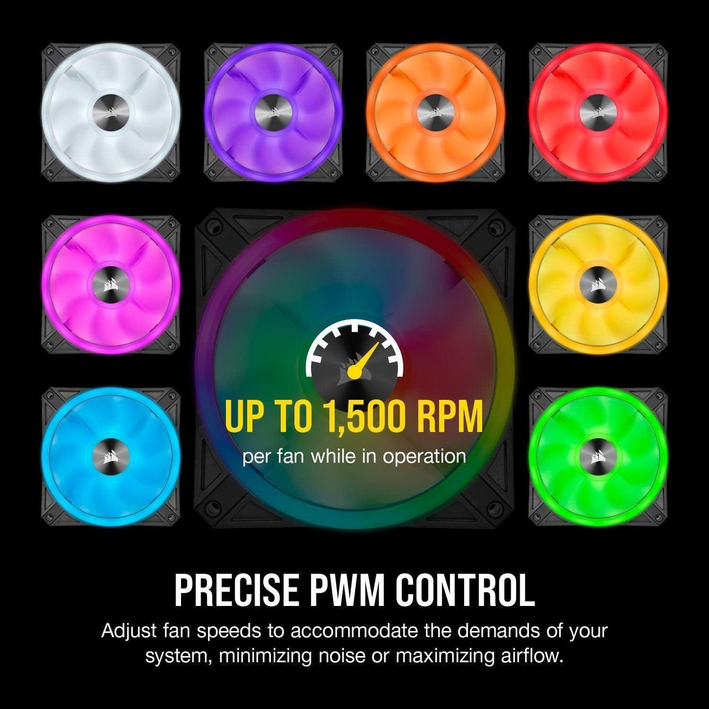 Corsair QL Series, Ql120 RGB, 120mm RGB LED Fan, Triple Pack with Lighting Node Core - Triveni World