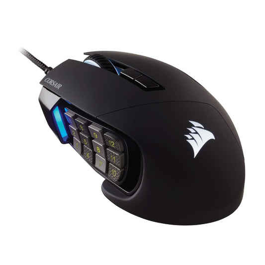 Corsair Scimitar RGB Elite, MOBA/MMO Gaming Mouse, Black, Backlit RGB LED, 18000 DPI, Optical (CH-9304211-AP) - Triveni World