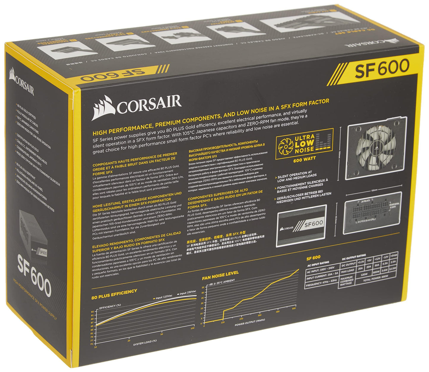 CORSAIR SF Series, SF600, 600 Watt, SFX, 80+ Gold Certified, Fully Modular Power Supply - Triveni World