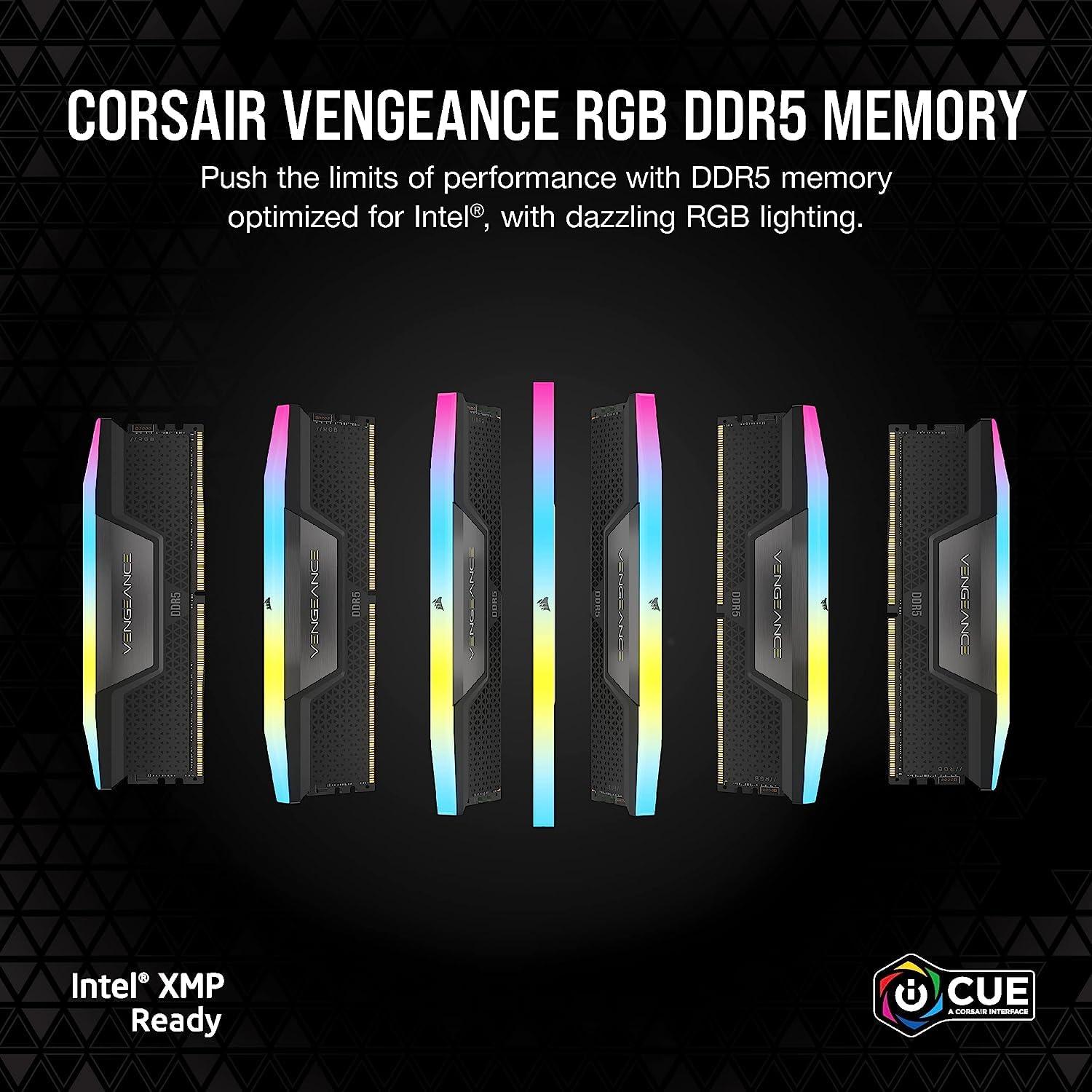 CORSAIR VENGEANCE RGB DDR5 RAM 32GB (2x16GB) 7200MHz CL34 Intel XMP iCUE Compatible Computer Memory - Black (CMH32GX5M2X7200C34) - Triveni World