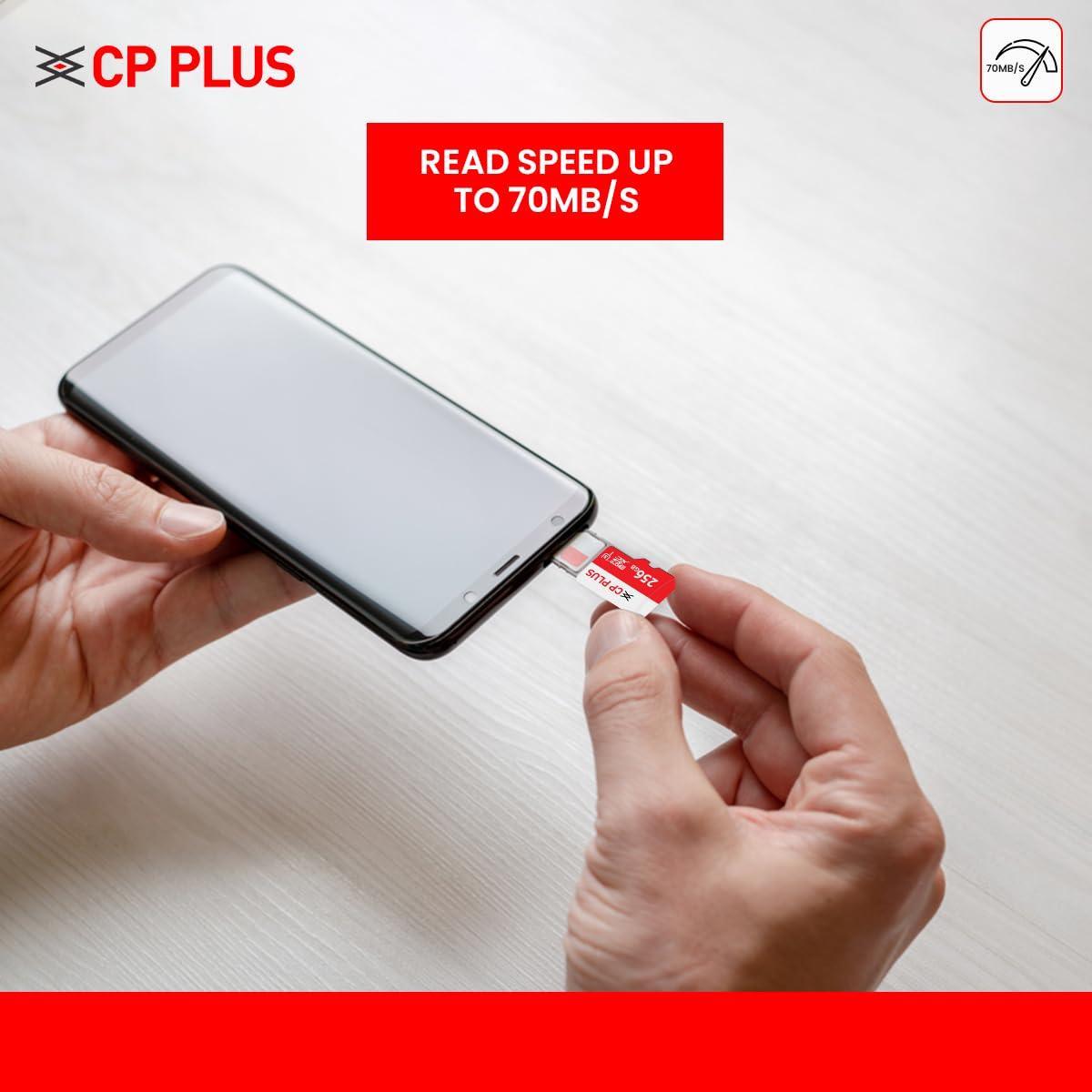 CP PLUS 256GB microSDXC Memory Card Grade UHS-3 Class 10, Up to 70 Mbps Reading & 30 Mbps Writing Speed with High Performance of Data Transfer & Lower Power Consumption for Portable Devices| CP-NM256 - Triveni World