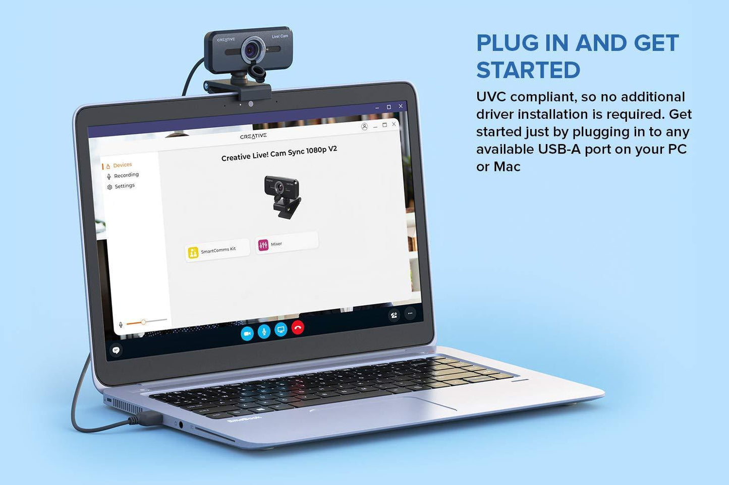 Creative Live! Cam Sync 1080P V2 Full Hd Wide-Angle USB Webcam with Auto Mute and Noise Cancellation for Video Calls,Improved Dual Built-in Mic,Privacy Lens Cap,Universal Tripod Mount,Black-Optical - Triveni World