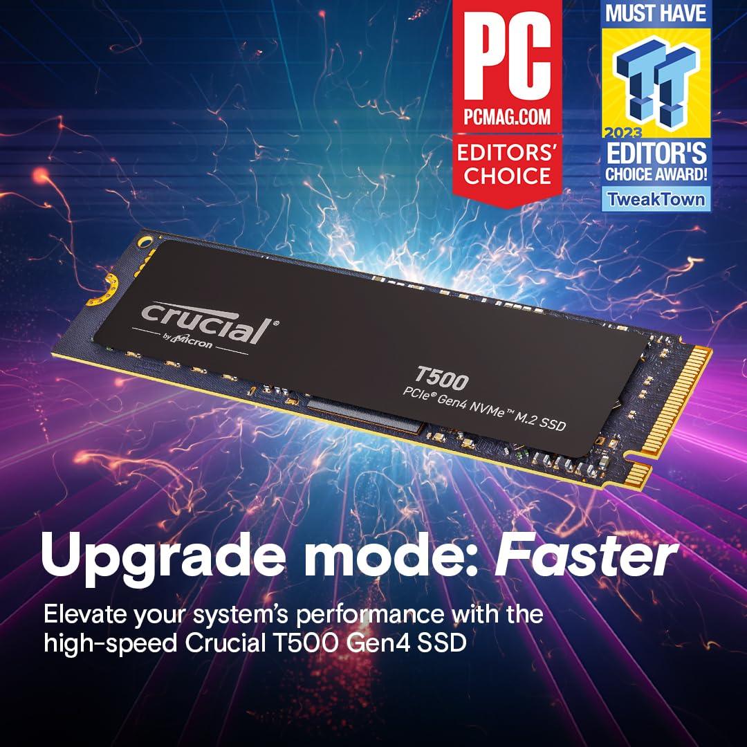 Crucial T500 1TB Gen4 NVMe M.2 Internal Gaming SSD, Up to 7300MB/s, Laptop & Desktop Compatible + 1mo Adobe CC All Apps - CT1000T500SSD8 - Triveni World