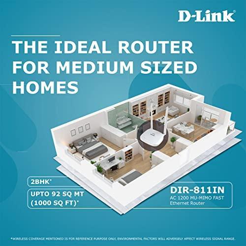 D-Link AC1200 DIR-811 Dual Band Wi-Fi Speed Up to 867 Mbps/5 GHz + 300 Mbps/2.4 GHz, 2 Fast Ethernet Ports, 2 External Antennas and WiFi Coverage with Access Point Mode, WPS Protected, White - Triveni World