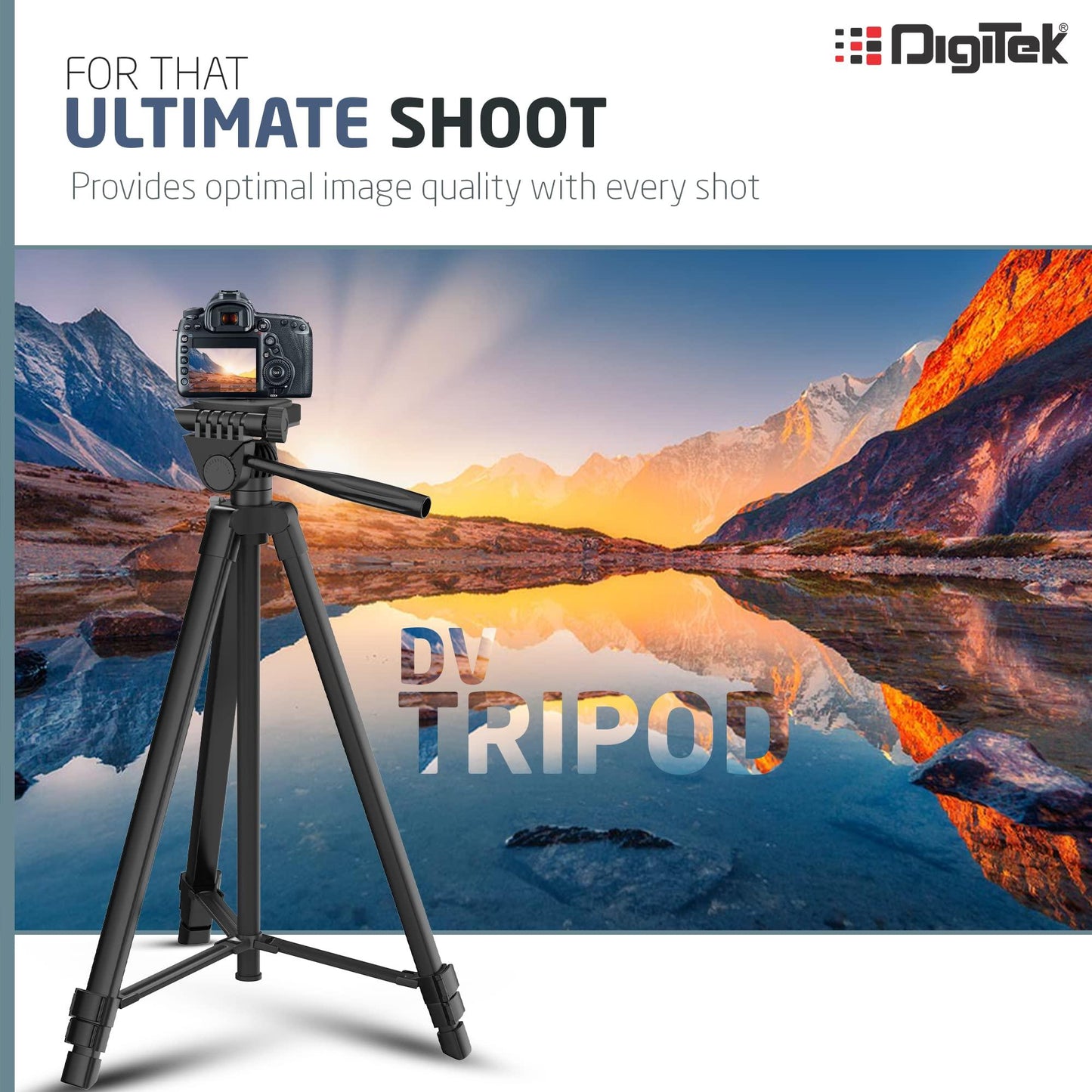 DIGITEK (DTR 480LW) 57 Inch Portable Aluminium Alloy Tripod with Smartphone Holder & 360° Ball Head, 3 Section Adjustment, 2kg Load Capacity, Carry Bag, Compatible with Smartphone, Video Camera, DSLR. - Triveni World