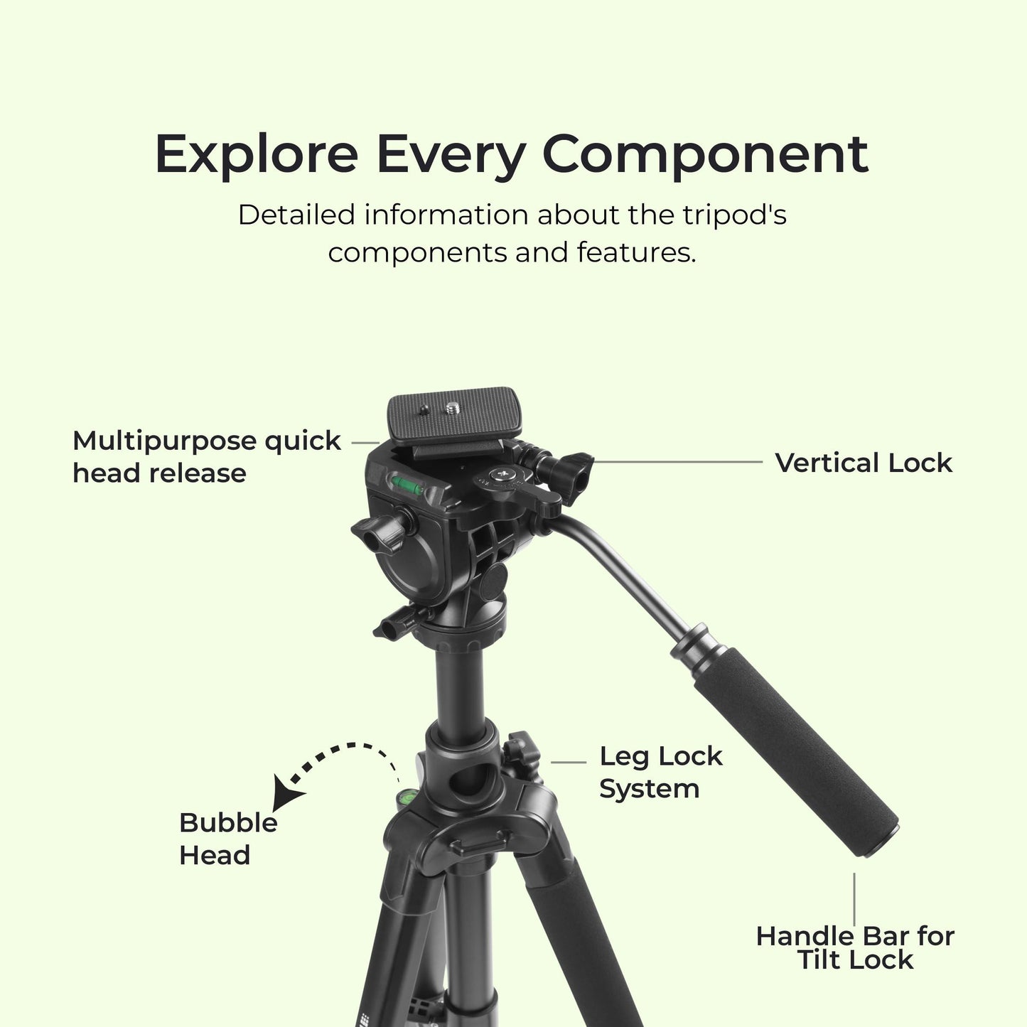 DIGITEK® (DPTR 895VD) 195 CM Tripod Cum Monopod with Aluminum Alloy & Multipurpose Head, 3-Way Head, Lightweight 590MM Folded with Carry Bag, Max Load 5Kg, Ideal for DSLR, DV Camera's - Triveni World