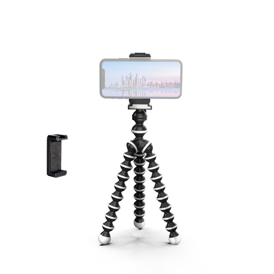 DIGITEK® (DTR 250 GT) 24cm Flexible Gorilla Mini Tripod with Phone Holder & Pan Head, 10 Sections Adjustment, 24cm Max Height, Cutting Edge Design, Reliable Grip, for Smartphones & Action Cameras - Triveni World