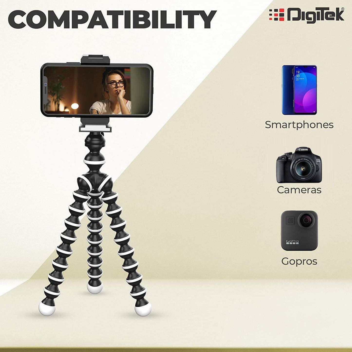 DIGITEK® (DTR 260 GT) Gorilla Tripod/Mini 33 CM (13 Inch) Tripod for Mobile Phone with Phone Mount & Remote, Flexible Gorilla Stand for Point and Shoot & Action Cameras - Triveni World