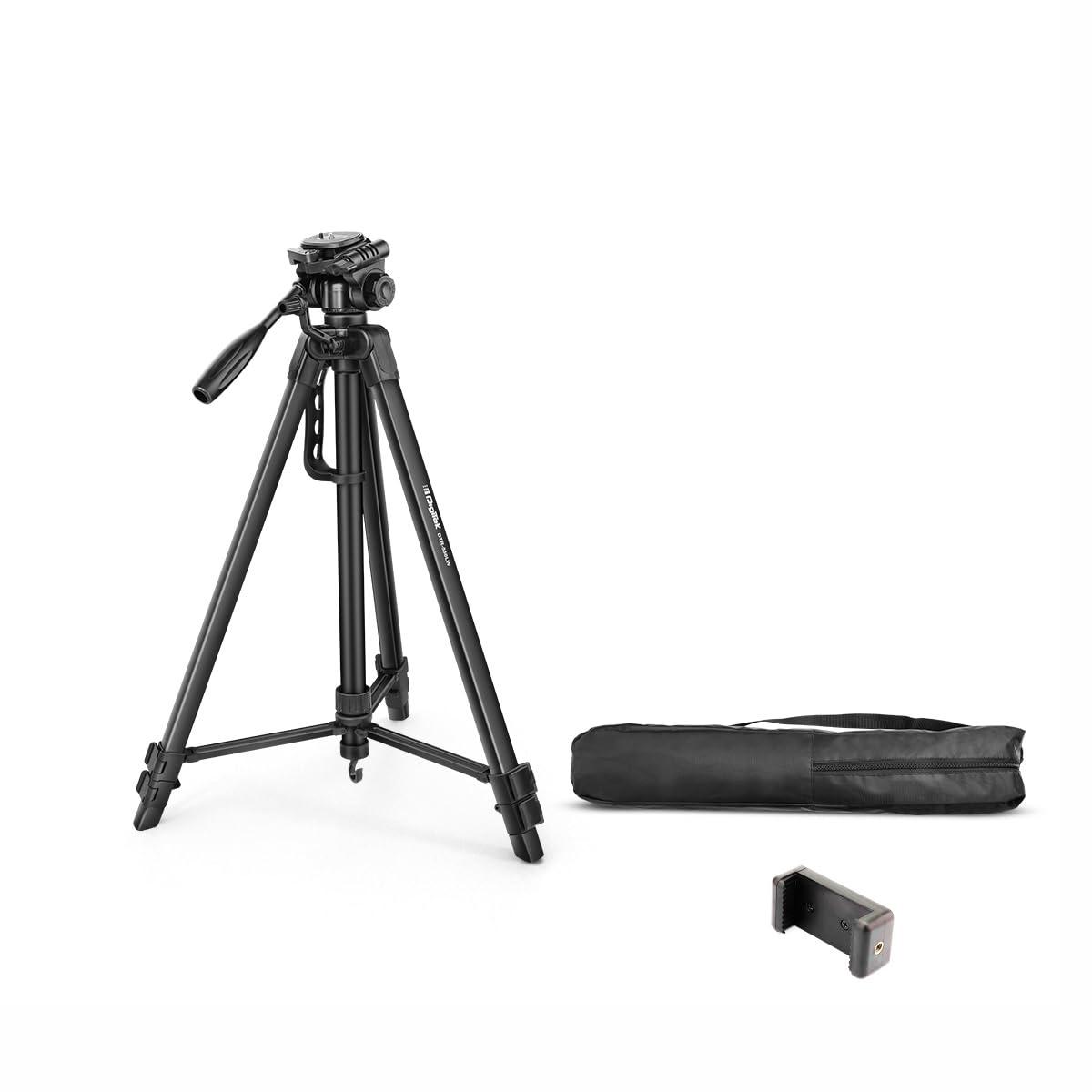 DIGITEK® (DTR 550 LW) 67 Inch Foldable Tripod Stand with Phone Holder & 360° Ball Head, 5kg Load Capacity, Aluminum Alloy Legs with Rubberized Feet & Flip Locks, Carry Bag, for Photo & Video Shoots - Triveni World