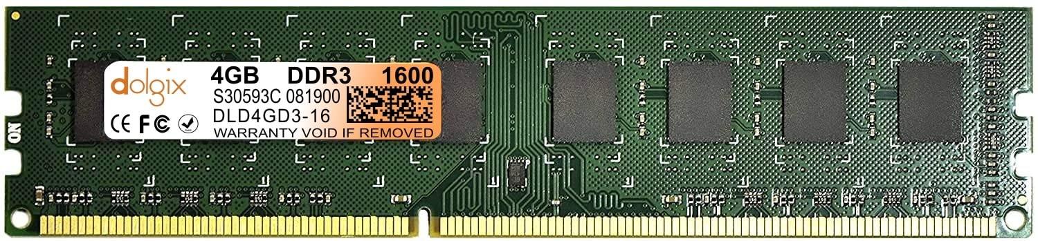 Dolgix 4GB DDR3 1600MHz Desktop Ram U-DIMM, LO-DIMM, UB-DIMM Memory Module - 16C - Triveni World