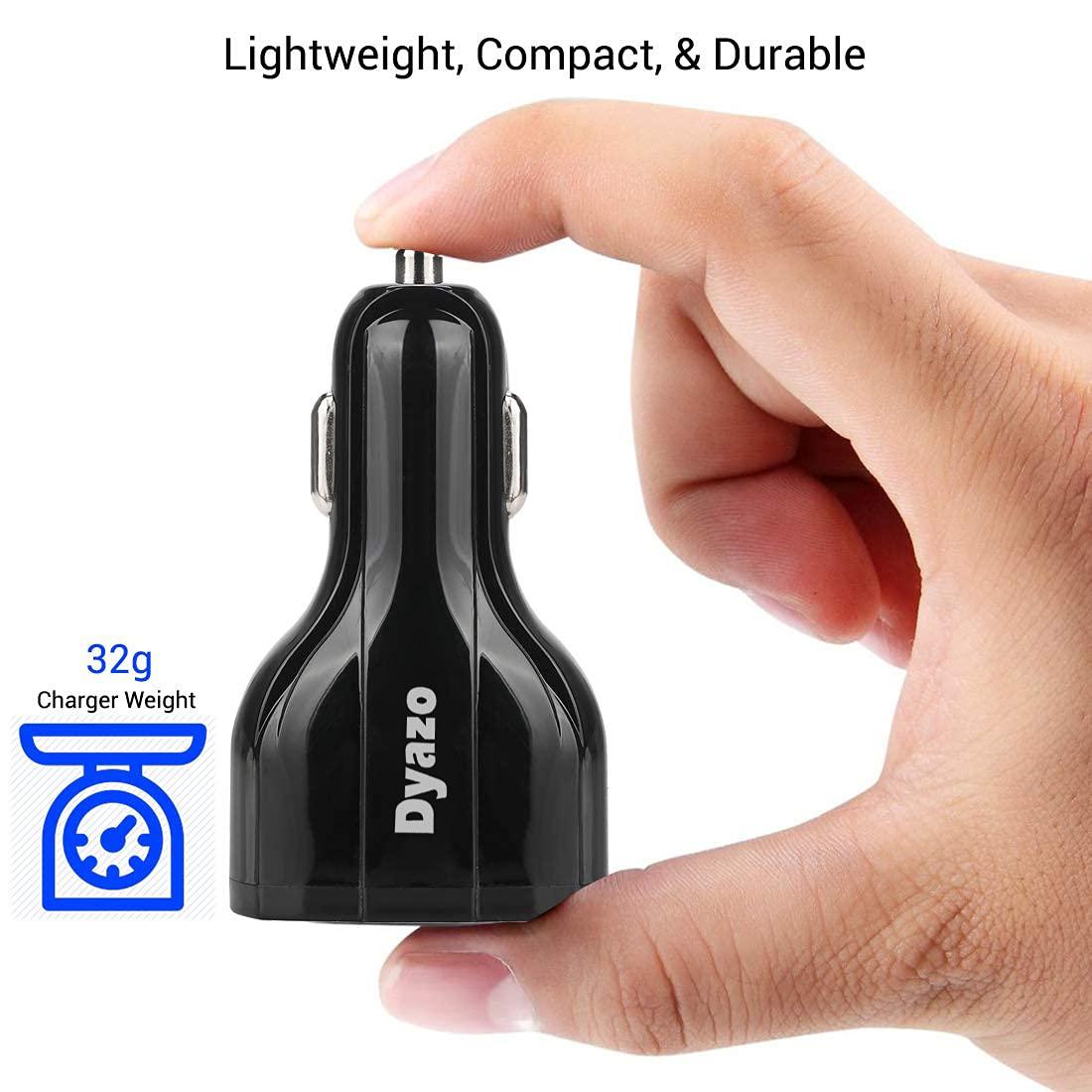 Dyazo 3 Port 36 W Fast USB Car Charger Qc Charging Compatible for Qualcomm 3.0 iPhone 11/12 / Max/Mini, Samsung Galaxy, Pixel, Vivo, Oppo, Mi & All Mobile Phone (Black) - Triveni World