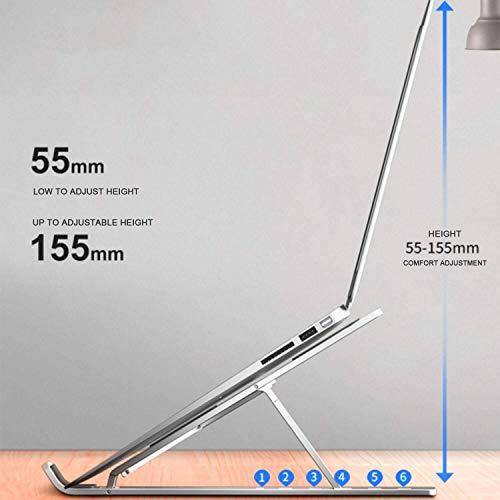 Dyazo 6 Angles Adjustable Aluminum Ergonomic Foldable Portable Tabletop Laptop/Desktop Riser Stand Holder Compatible for MacBook, HP, Dell, Lenovo & All Other Notebook (Silver) - Triveni World