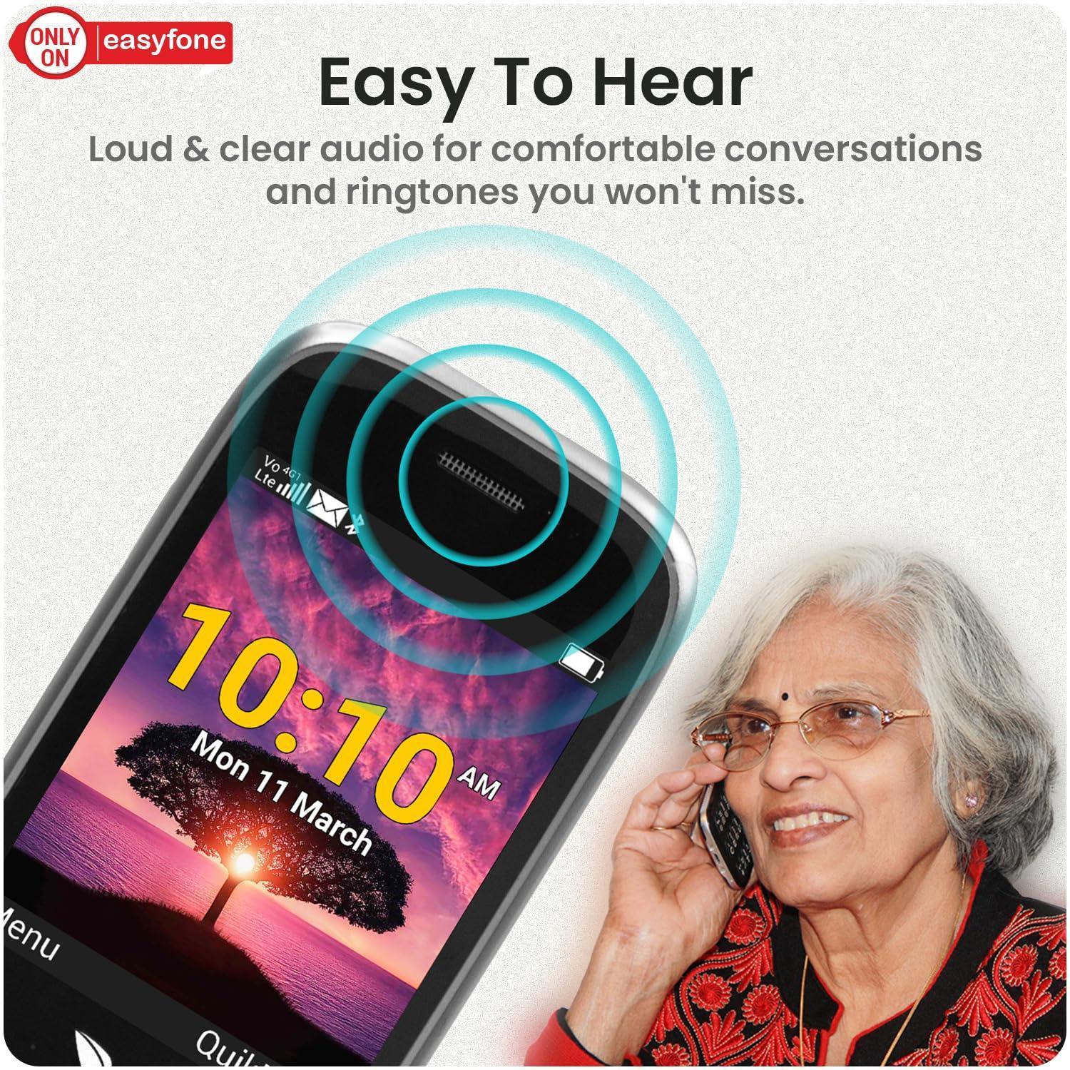 easyfone Royale 4G Volte Flip Senior Citizen Phone with 20+ Senior Friendly Features - Sturdy Build, Helps Seniors Stay Connected, Independent, Safe and Healthy - Triveni World