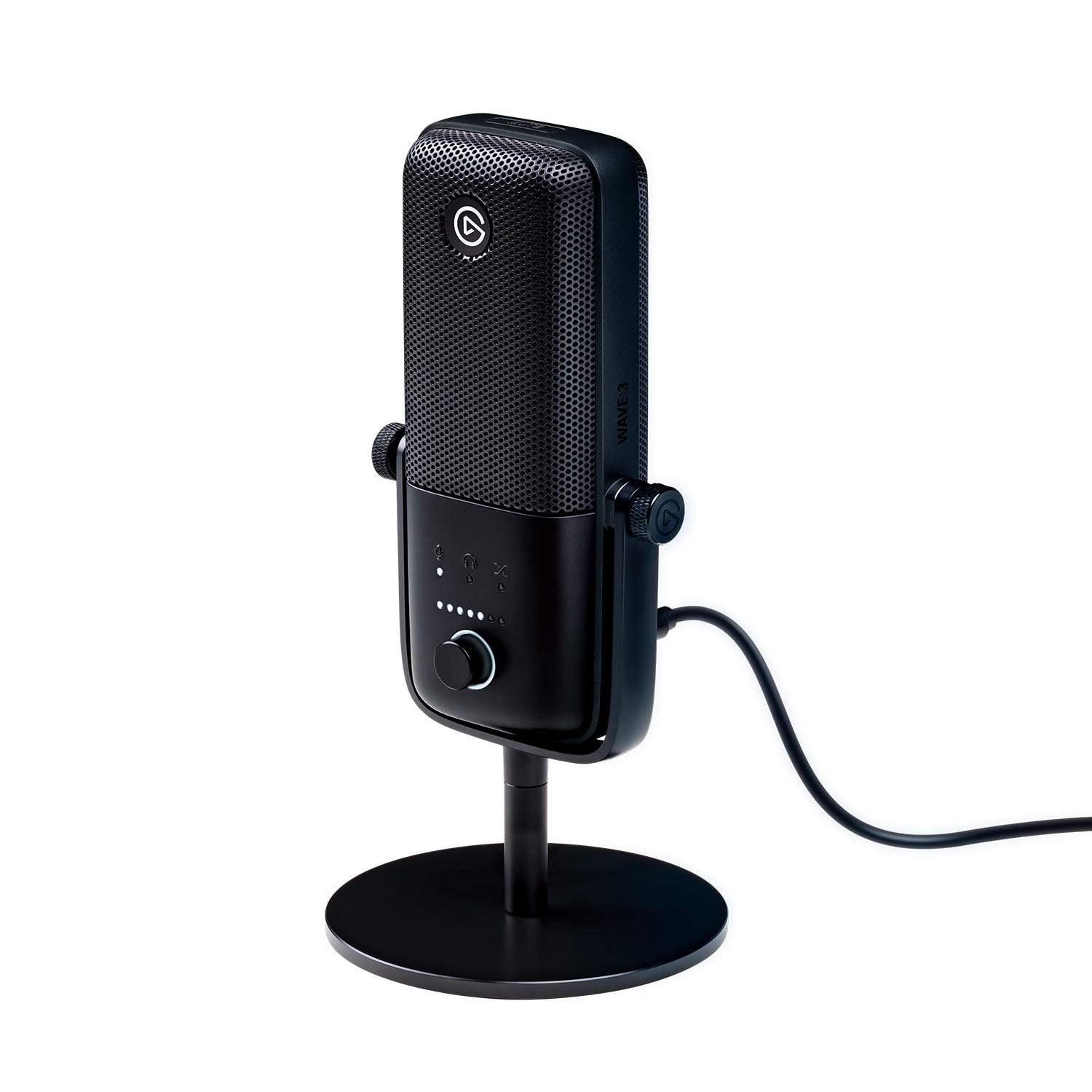 Elgato Wave:3 Premium USB Condenser Unidirectional Microphone and Digital Mixing Solution, Anti-Clipping Technology, Capacitive Mute, Streaming and Podcasting, (10MAB9901, Black) - Triveni World