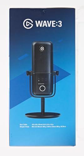 Elgato Wave:3 Premium USB Condenser Unidirectional Microphone and Digital Mixing Solution, Anti-Clipping Technology, Capacitive Mute, Streaming and Podcasting, (10MAB9901, Black) - Triveni World