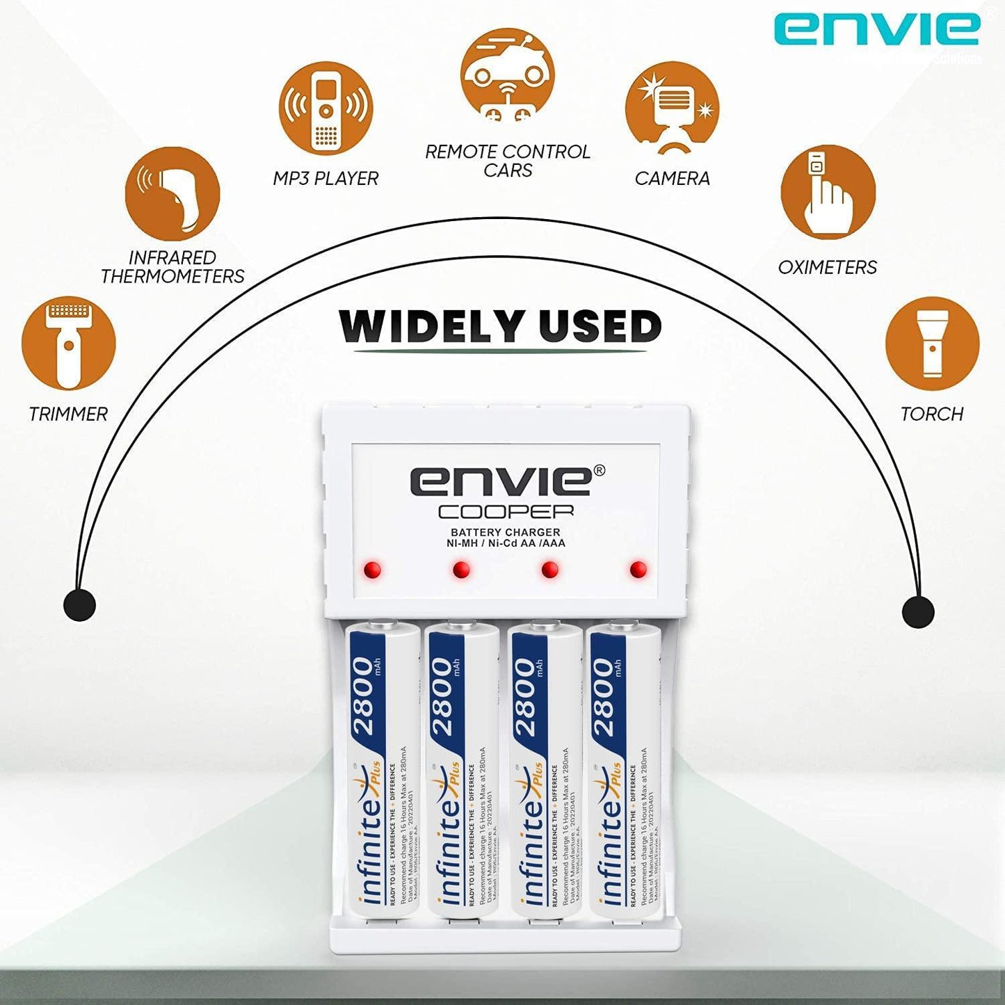 ENVIE® (ECR 20 MC+4xAA2800) Standard Rechargeable Battery Charger for AA & AAA Ni-mh/Ni-Cd with Batteries - Triveni World