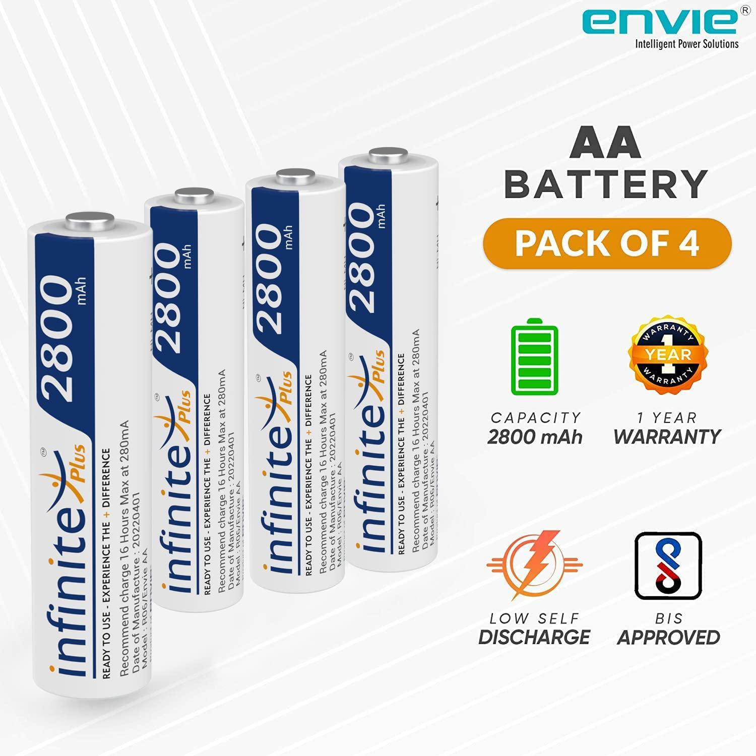 ENVIE® (ECR 20 MC+4xAA2800) Standard Rechargeable Battery Charger for AA & AAA Ni-mh/Ni-Cd with Batteries - Triveni World