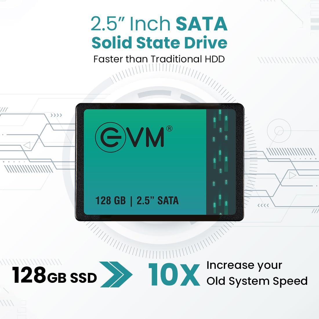 EVM 128GB 2.5 Inch SATA Internal SSD - Read: 550MB/s & Write: 500MB/s - SATA Solid-State Drive - 5Years Warranty (EVM25/128GB) - Triveni World