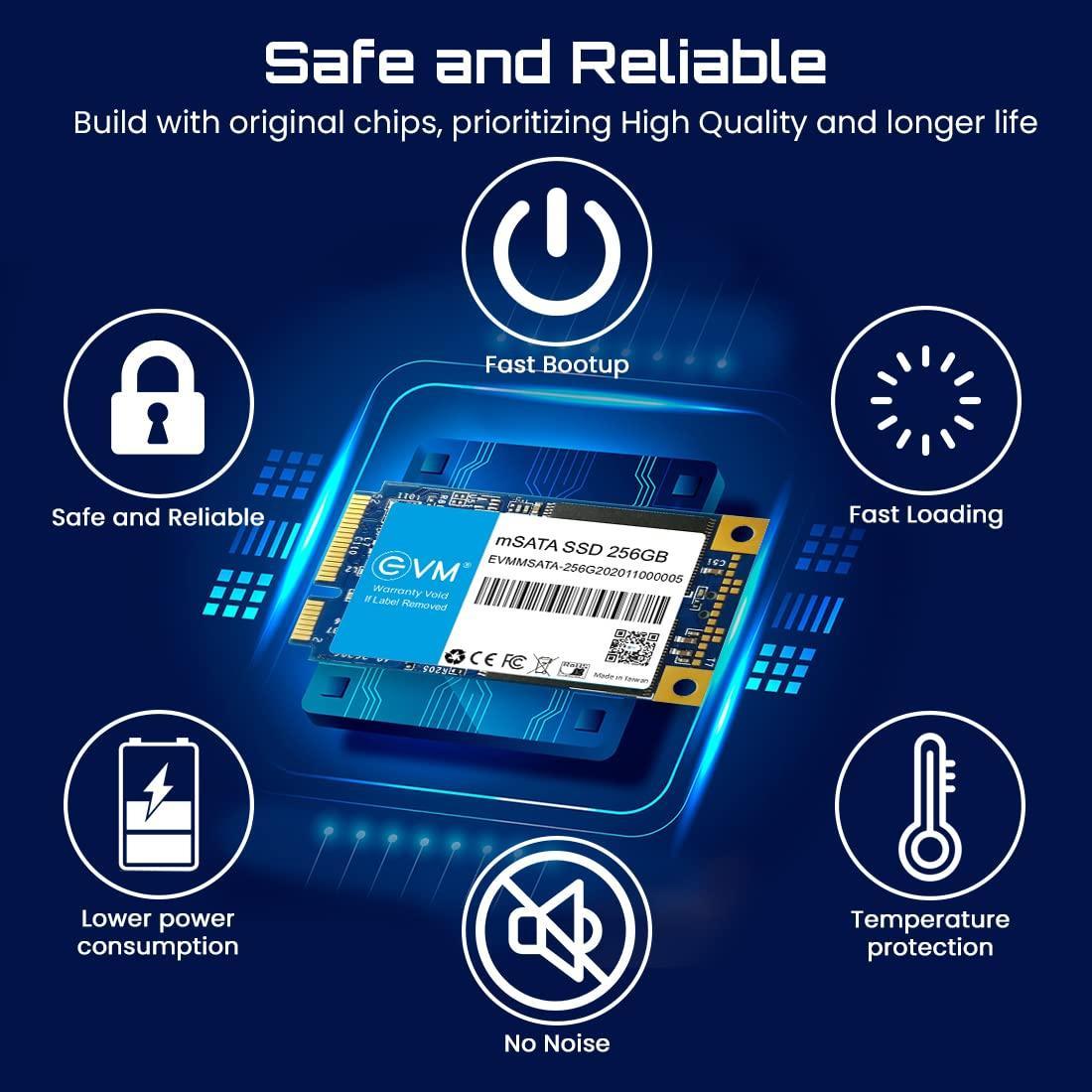 EVM 256GB mSATA Internal SSD - 520MB/s Read & 500MB/s Write - Soild State Drive with 5 Years Warranty (EVMMS/256GB) - Triveni World