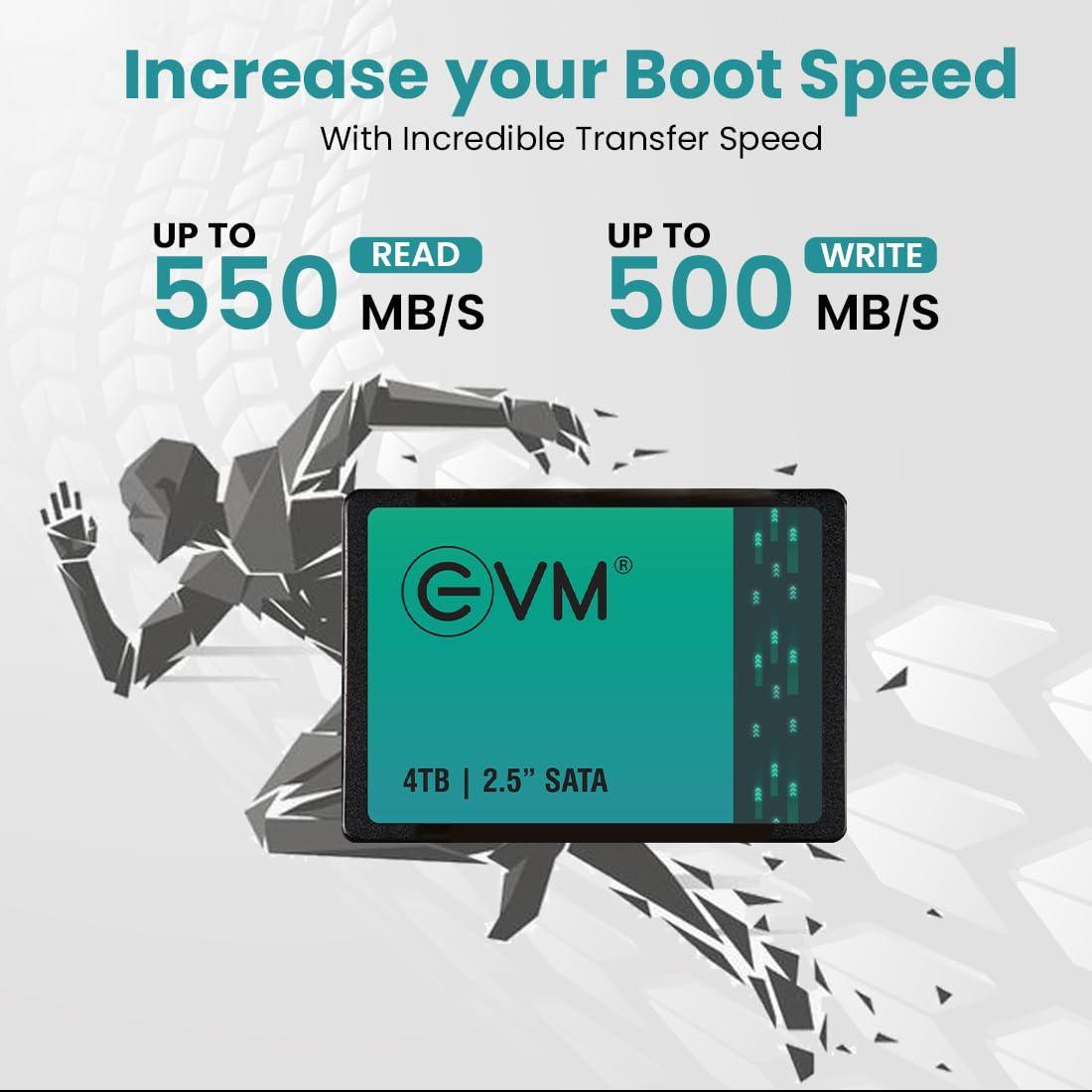 EVM 4TB 2.5 Inch SATA Internal SSD - Read: 550MB/s & Write: 500MB/s - SATA Solid-State Drive - 5Years Warranty (EVM25/4TB) - Triveni World