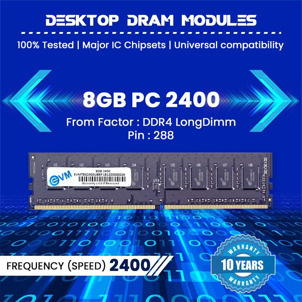 EVM 8GB DDR4 Desktop RAM 2400MHz Long-DIMM - Update Your Desktop's Performance with 10-Year Warranty - (EVMT8G2400U88P) - Triveni World