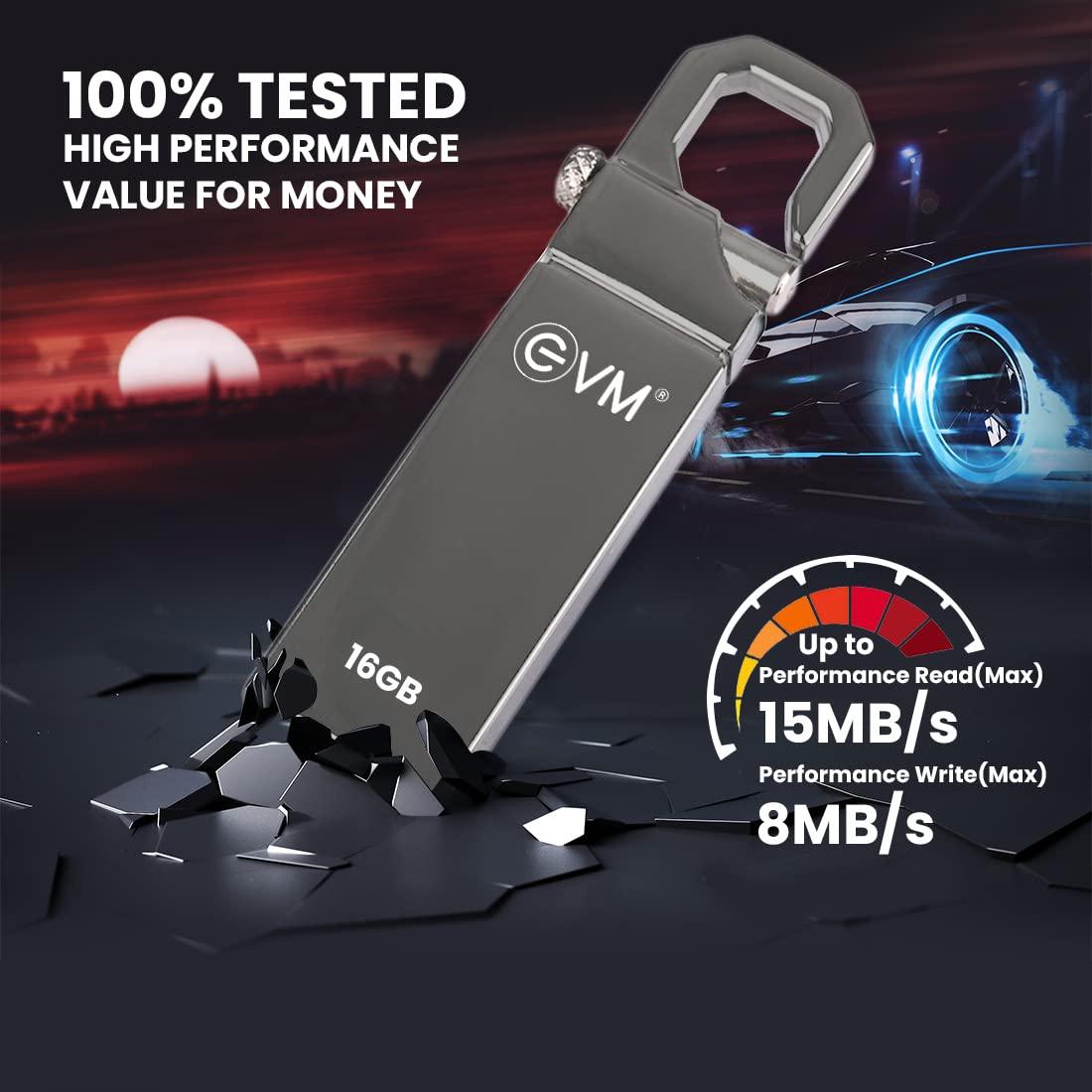 EVM EnStore 16GB Metal USB 2.0 Flash Drive - High Read Speeds up to 15MB/s & Write Speeds up to 8MB/s - Durable Metal Casing - Ideal for Data Transfer & Storage - (EVMPD/16GB) - Triveni World