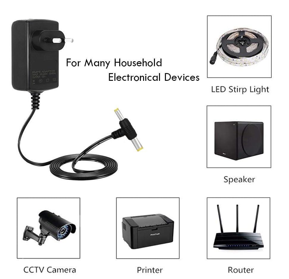 FEDUS 12V 2AMP DC Power Adapter, Powers Supply, SMPS for LCD Monitor, TV, LED Strip, CCTV, 12 Volt Power Adapter,AC Input 100-240V Dc Output 12 Volt - 2.5mm x 5.5mm Jack - Triveni World