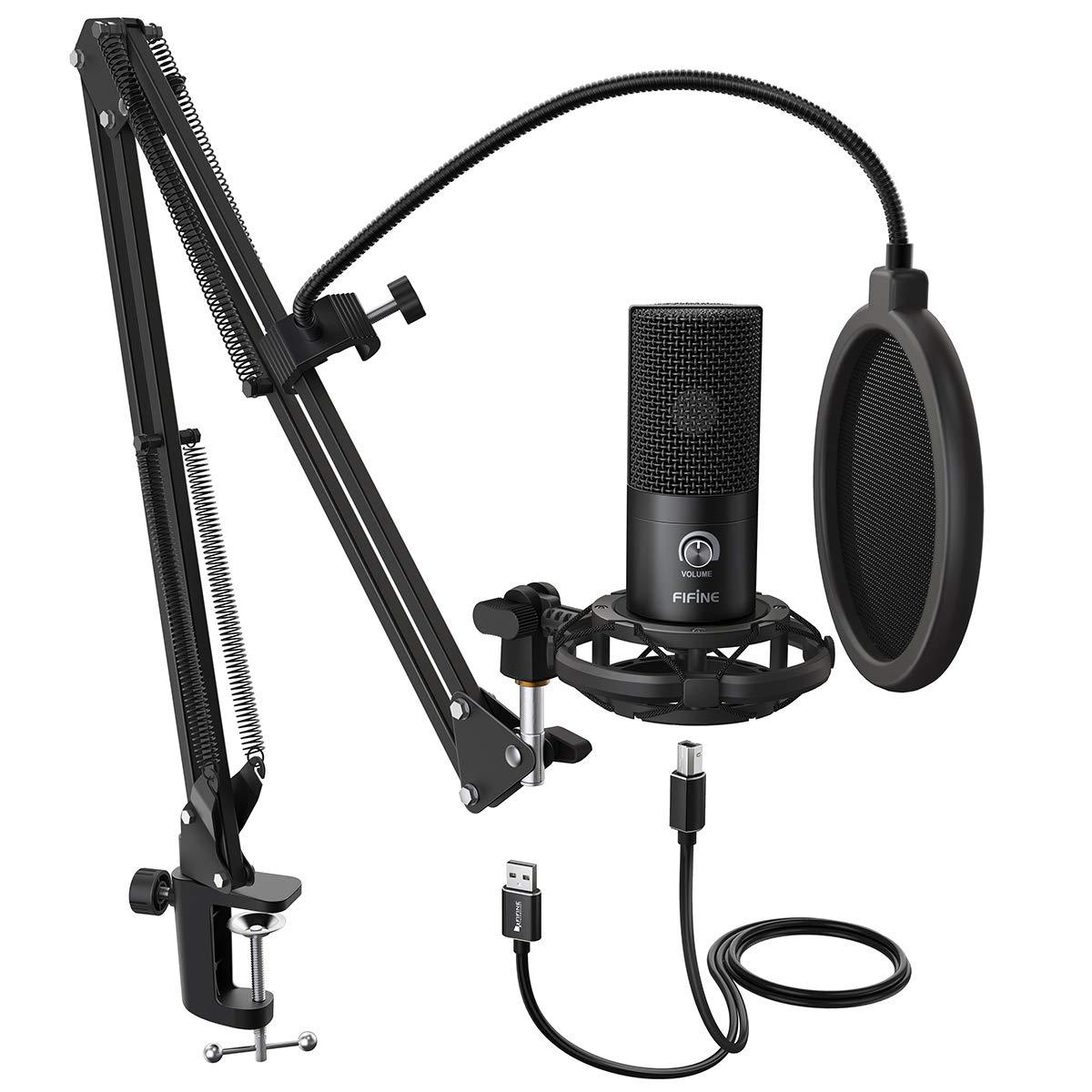 FIFINE T669 Condenser USB Microphone Kit with Adjustable Scissor Arm Stand Shock Mount for PC and MAC Only (Does not Work with Mobile) - Triveni World