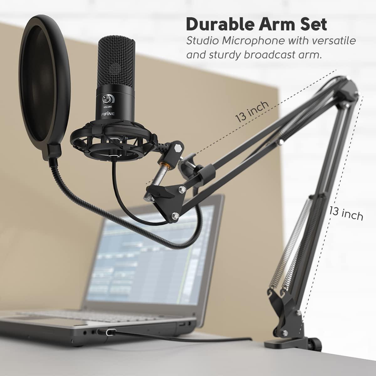 FIFINE T669 Condenser USB Microphone Kit with Adjustable Scissor Arm Stand Shock Mount for PC and MAC Only (Does not Work with Mobile) - Triveni World