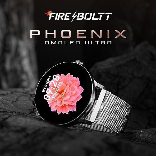 Fire-Boltt Ace Luxury Phoenix AMOLED Stainless Steel Smart Watch 1.43", 700 NITS Brightness, Stainless Steel Rotating Crown, Multipe Sports Modes & 360 Health (Silver) - Triveni World