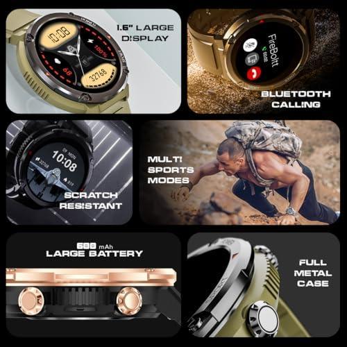 Fire-Boltt Armour, Sporty Rugged Outdoor Smart Watch with a 1.6" High-Resolution HD Display, Shockproof Metal Body, Bluetooth Calling 600 mAh Battery - Triveni World