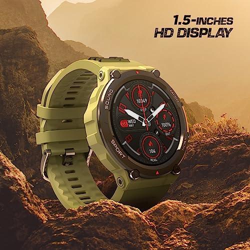 Fire-Boltt Artillery 1.5” HD Display Smart Watch, Shockproof Design, Rugged Looks, Motion Sensor Gaming, 320 mAh Battery, Bluetooth Calling, 100+ Sports Modes, Health Suite, Inbuilt Games (Green) - Triveni World