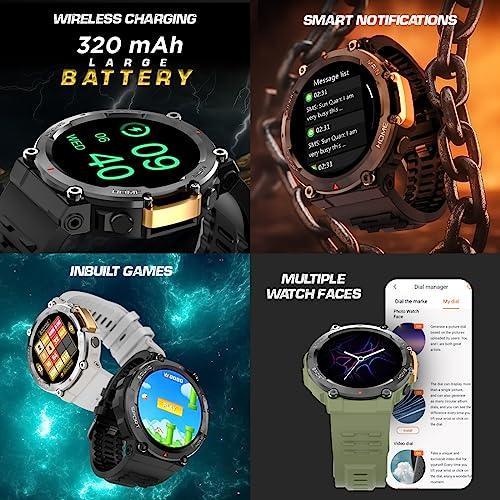 Fire-Boltt Artillery 1.5” HD Display Smart Watch, Shockproof Design, Rugged Looks, Motion Sensor Gaming, 320 mAh Battery, Bluetooth Calling, 100+ Sports Modes, Health Suite, Inbuilt Games (Green) - Triveni World