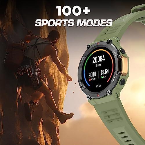 Fire-Boltt Artillery 1.5” HD Display Smart Watch, Shockproof Design, Rugged Looks, Motion Sensor Gaming, 320 mAh Battery, Bluetooth Calling, 100+ Sports Modes, Health Suite, Inbuilt Games (Green) - Triveni World