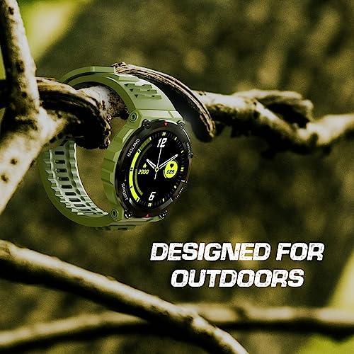 Fire-Boltt Artillery 1.5” HD Display Smart Watch, Shockproof Design, Rugged Looks, Motion Sensor Gaming, 320 mAh Battery, Bluetooth Calling, 100+ Sports Modes, Health Suite, Inbuilt Games (Green) - Triveni World