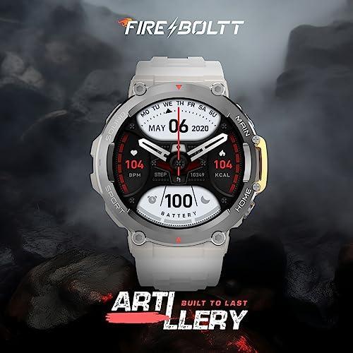 Fire-Boltt Artillery 1.5” HD Display Smart Watch, Shockproof Design, Rugged Looks, Motion Sensor Gaming, 320 mAh Battery, Bluetooth Calling, 100+ Sports Modes, Health Suite, Inbuilt Games (Grey) - Triveni World