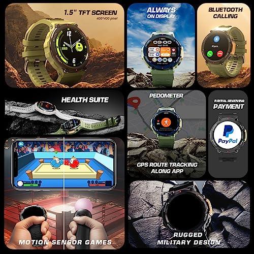 Fire-Boltt Artillery 1.5” HD Display Smart Watch, Shockproof Design, Rugged Looks, Motion Sensor Gaming, 320 mAh Battery, Bluetooth Calling, 100+ Sports Modes, Health Suite, Inbuilt Games (Grey) - Triveni World