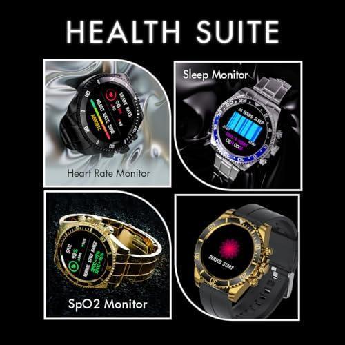 Fire-Boltt Avalanche Stainless Steel Smart Watch with Free Silicone Strap, 2 Watch Looks - Sporty & Fomal, Bluetooth Calling with 1.28” HD Display, 2 Button Pushers (Gold Black) - Triveni World