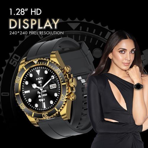 Fire-Boltt Avalanche Stainless Steel Smart Watch with Free Silicone Strap, 2 Watch Looks - Sporty & Fomal, Bluetooth Calling with 1.28” HD Display, 2 Button Pushers (Gold Black) - Triveni World